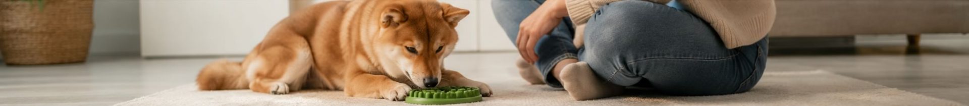 Shiba Inu utilisant un jeu d'intelligence pour sa stimulation mentale