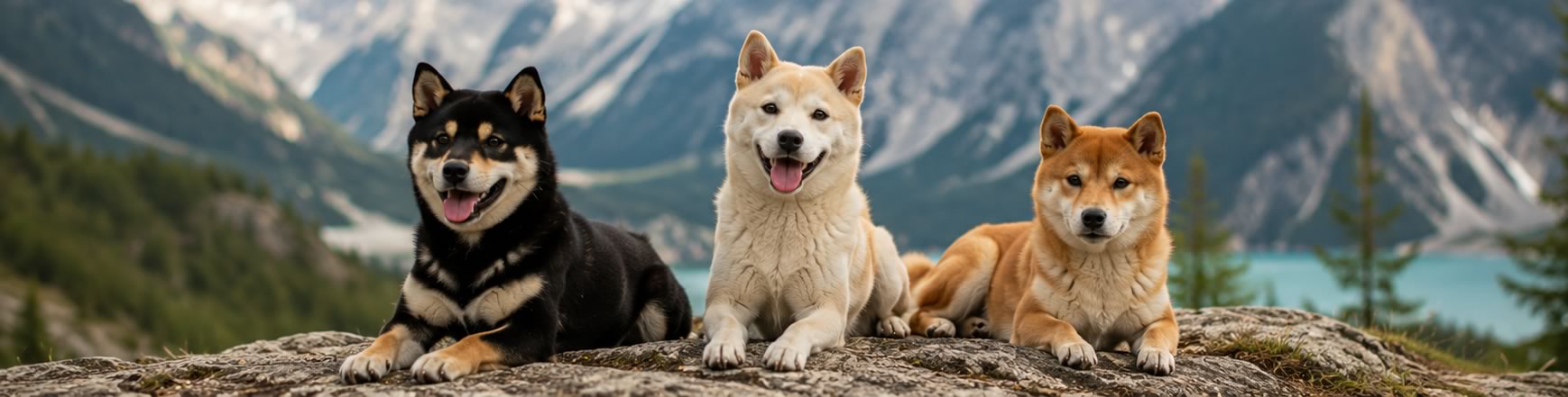 Shiba Inu adultes conformes au standard LOF dans un environnement naturel
